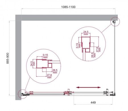 LUCE-AH-1-110/90-C-Cr Душевой уголок, артикул LUCE-AH-1-110/90-C-Cr