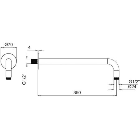 Almar ROUND Кронштейн из стены круглый, 350 мм, круглый отражатель, латунь, Nickel Brushed, артикул E021113.NB