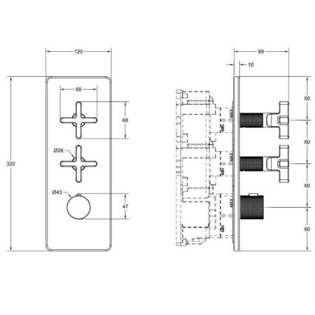 GESSI INCISO Встраиваемый термостатический смеситель на 2 источника, резьба 3/4" (внешние части), цвет: золото, артикул 58224#246