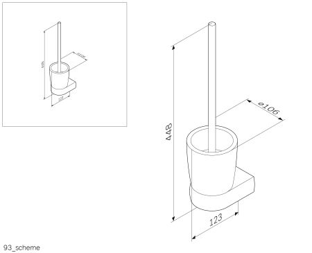 A3033300 Sensation, Стойка с туалетной щеткой, подвесная, хром, шт