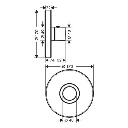 AX ShowerSelect Встраиваемый термостат для душа, 1 потреб, (внешняя часть), цвет: шлифованный никель
