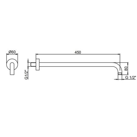 Fantini Nostromo Кронштейн для душевой лейки, длина: 450 мм, цвет: сатовая натуральная сталь, артикул 86 93 8028