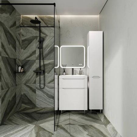 Тумба напольная "Марелла 60" (2 ящ.) Люкс антискрейтч белый глянец, PLUS, артикул СС-00002396