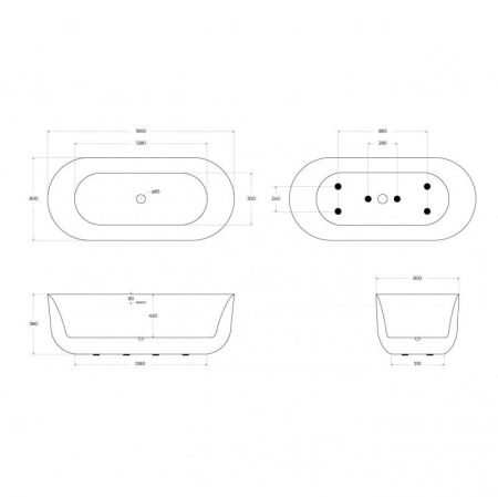 Акриловая ванна BELBAGNO BB706-1800-800, артикул BB706-1800-800