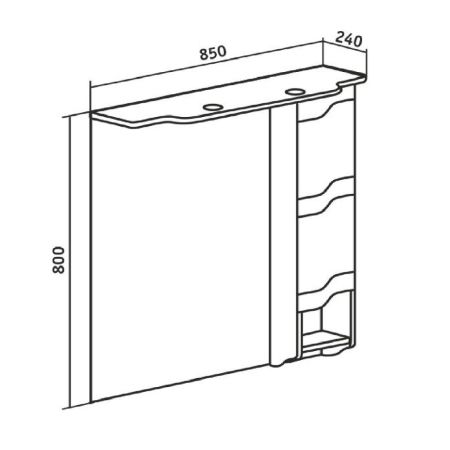 Зеркальный шкаф Runo правый Стиль 85 (00000001116), артикул 00000001116