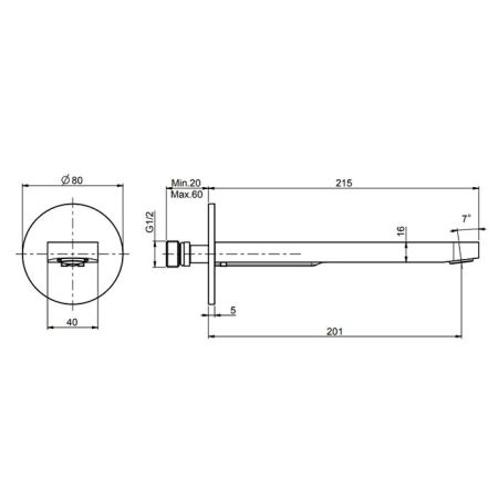 Fima Carlo Frattini Nomos Go Излив для ванны, 20см., настенный, цвет: хром, артикул F2456CR