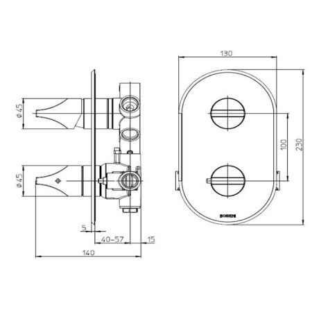 BOSSINI APICE Смеситель для душа встраиваемый, термостатический, с переключателем на 2-5 положений, внешняя часть, цвет белый матовый, артикул Z00500.045