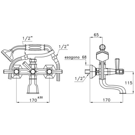 Stella Eccelsa Leve Смеситель для ванны 3274/306FB с ручным душем, цвет: хром, артикул EL 02209 CR00
