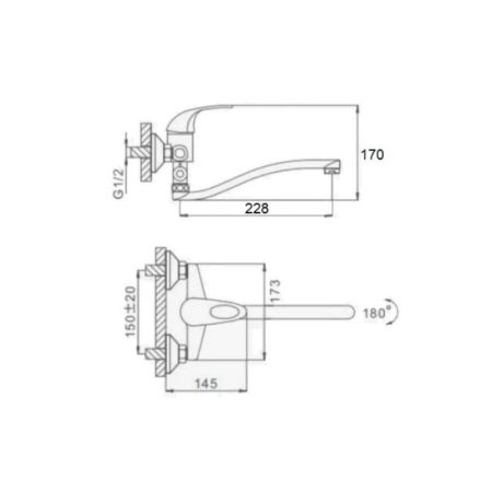 Смеситель для ванны D-Lin D140430, хром, артикул D140430