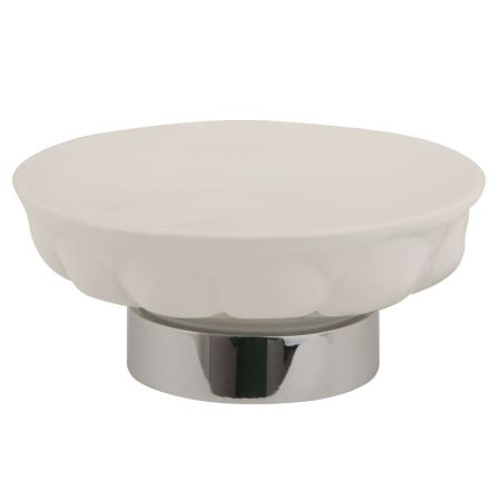 OLIVIA Mыльница настольная, керамика белая, хром, артикул 17478