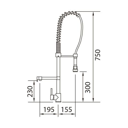 CHEF Смеситель для кухни 750мм, съемный излив, с доп. боковым изливом, ec1, хром, артикул 96365