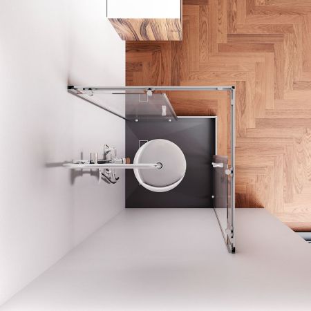 W87G-403-8080-MT Sunny душ огражд квадратн, раздвижн двери 80x80 серебро,стекло прозрачн, артикул W87G-403-8080-MT