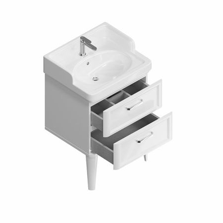 Kerama Marazzi Тумба POMPEI напольная с 2 ящиками 60, белая глянцевая, артикул PO.N.60.2\WHT