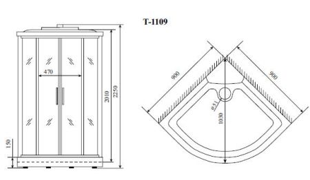 Душевая кабина Timo Comfort 90x90 T-8809C Clean Glass с гидромассажем, артикул T-8809C
