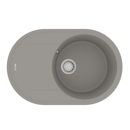 Кухонная мойка Lemark LACHA 760 врезная овальная с крылом из кварцгранита цвет: Грей (9910057), артикул 9910057