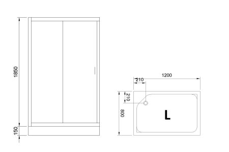 Душевой угол Royal Bath RB 8120HP-C-BL (матовое) левый, артикул RB8120HP-C-BL-L