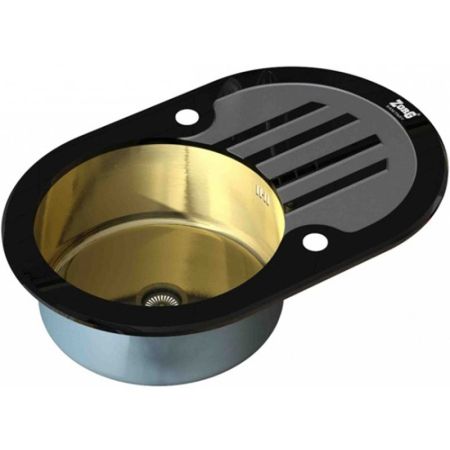 Кухонная мойка ZorG Glass GL-7851-OV-BLACK-BRONZE Черный / Бронза
