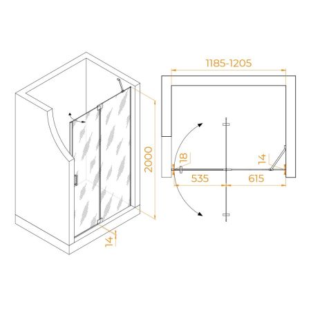 Душевая дверь RGW HO-014 (Прозрачное, 1200)