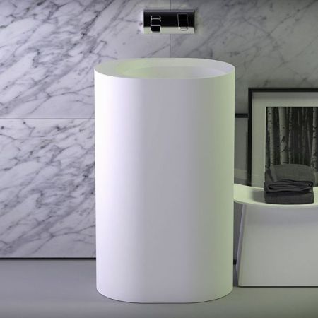 KNIEF Glow Раковина свободностоящая 55х40х90 см без перелива, выход в пол, цвет белый матовый ЦЕНА)