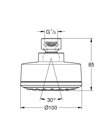 Верхний душ GROHE New Tempesta Cosmopolitan 100 I, хром (26366001)