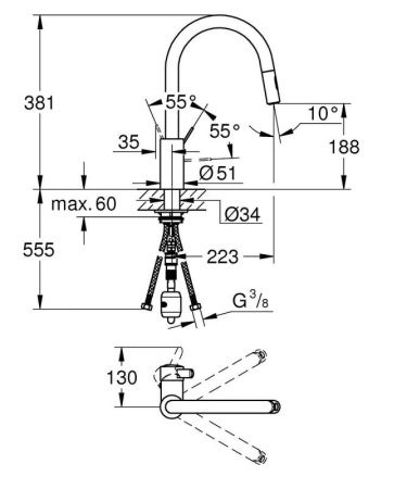 Смеситель для кухни GROHE Eurosmart Cosmopolitan, высокий излив, хром (31481001) Смеситель для кухни GROHE Eurosmart Cosmopolitan, высокий излив, хром (31481001)