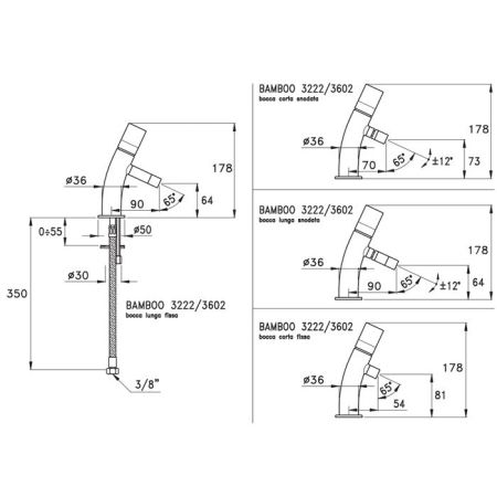 Stella Bamboo Смеситель для раковины/биде на 1 отверстие 3222, цвет: хром, артикул BT 00100 CR00