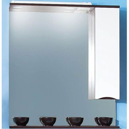 Зеркало со шкафом Бриклаер Токио 80 с подсветкой L Венге Белый глянец