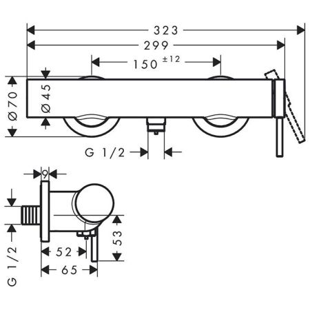 HG Tecturis S Смеситель для душа, однорычажный, внешнего монтажа, хром, артикул 73622000