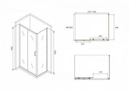 Душевой уголок ABBER Schwarzer Diamant AG30130B-S90B, артикул AG30130B-S90B