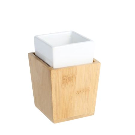 Стакан для ванной комнаты FIXSEN WOOD FX-110-3, белый/коричневый, артикул FX-110-3