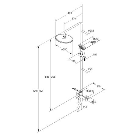 Душевая система Milardo с изливом Stripe (STRSB1FM06), артикул STRSB1FM06