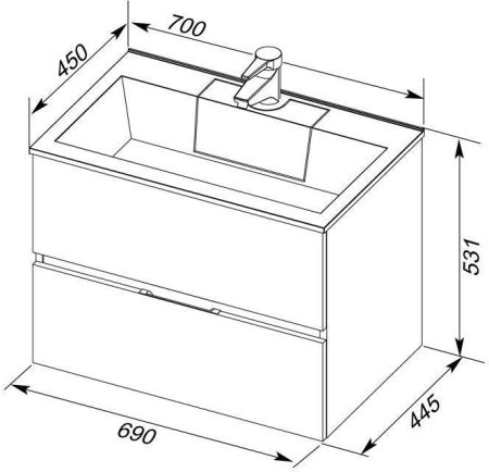 Тумба с раковиной Aquanet Алвита 70 серый антрацит, артикул 00213093