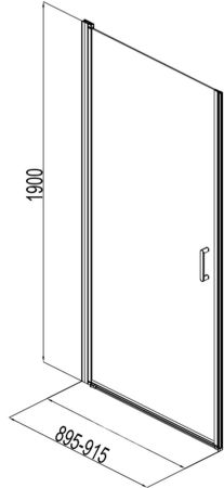Душевая дверь Aquanet Cinetic AE12-N-90H190U-CT 900, прозрачное стекло, артикул AE12-N-90H190U-CT