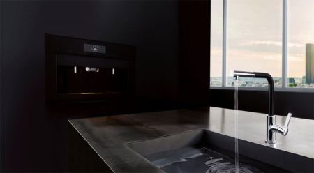 Смеситель для кухни  KLUDI L-INE 408518775 (хром/черный, L-22 H-26,5), шт, артикул 408518775