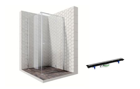 Душевой уголок Ambassador Diamond 12011103R-PR2, квадратный, линейный трап, 100х100, артикул 12011103R-PR2