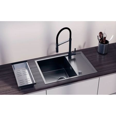 Кухонная мойка Ulgran Steel 680x500, черная брашированная сталь, артикул US 680-002