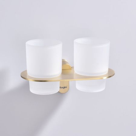 Стакан для ванной комнаты двойной Raglo R300.08.03, золотой сатин