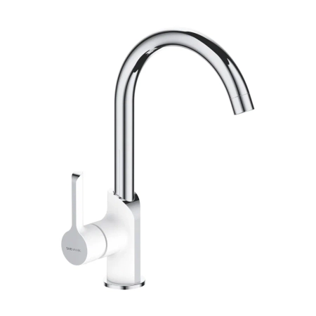 Смеситель для кухни Shevanik S6053F, белый/хром