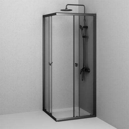 W87G-403-8080-BТ Sunny душ огражд квадратн, раздвижн двери 80x80 черный,стекло прозрачн, артикул W87G-403-8080-BT