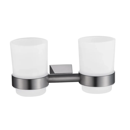 Стакан для ванной комнаты двойной Shevanik SG5722T, оружейная сталь, артикул SG5722T