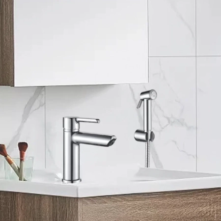 Смеситель для раковины с гигиеническим душем Shevanik S6071, хром, артикул S6071