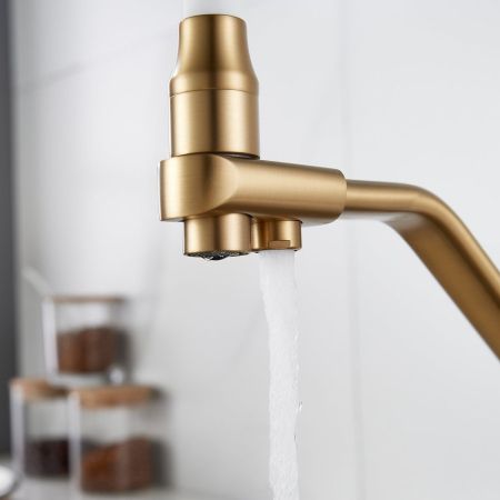 Смеситель для кухни с подключением фильтра воды Rose R558G, золотой сатин