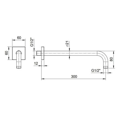 FANTINI Держатель верхнего душа 300 мм., настенный, цвет матовая натуральная сталь, артикул 86 93 8107
