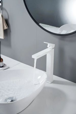 Смеситель для раковины высокий Knotlor KN-24/WY, белый, артикул KN-24/WY