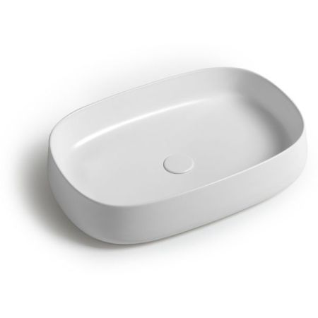 White Ceramic Jumper, накладная прямоугольная раковина 60x40x13h см, цвет белый глянцевый, артикул W070701