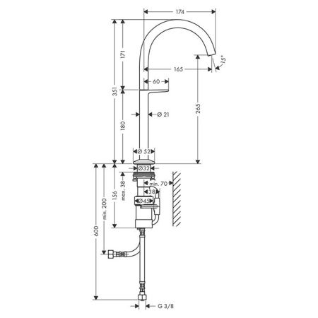AX One Смеситель для раковины Sel 260, p-open, цвет сталь, артикул 48030800