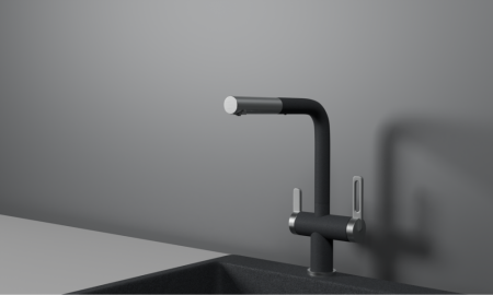 Смеситель для кухни GRANULA с выдвижным изливом и подключением к фильтру (8170, ГРАФИТ), артикул 8170, ГРАФИТ