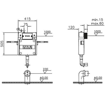 Смывной бачок Vitra 742-1740-01 без клавиши смыва, артикул 762-1740-01
