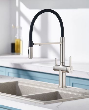 Смеситель для кухни с подключением фильтра для воды Rose R358L, сатин, артикул R358L