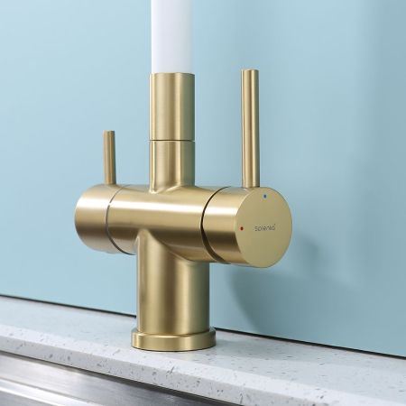 Смеситель для кухни с подключением фильтра Splenka S70.64.03, золотой сатин, артикул S70.64.03